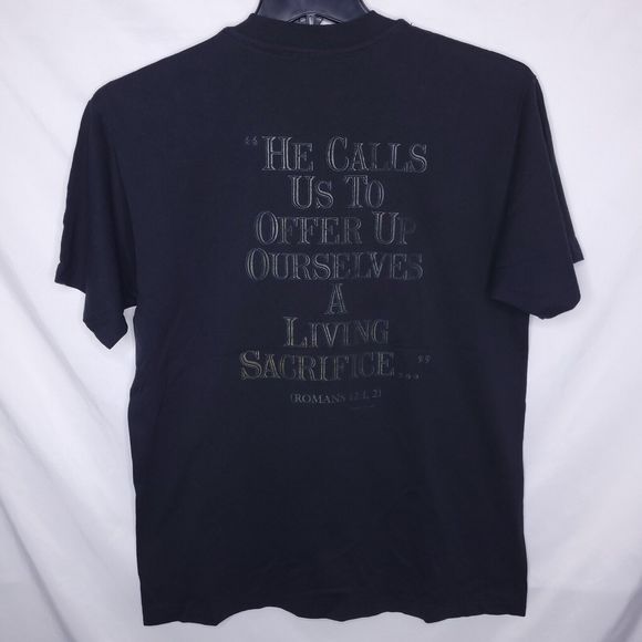 Vintage Christian T Shirt Mens Large Black Big Print Ephesians 2:10 - Picture 6 of 10